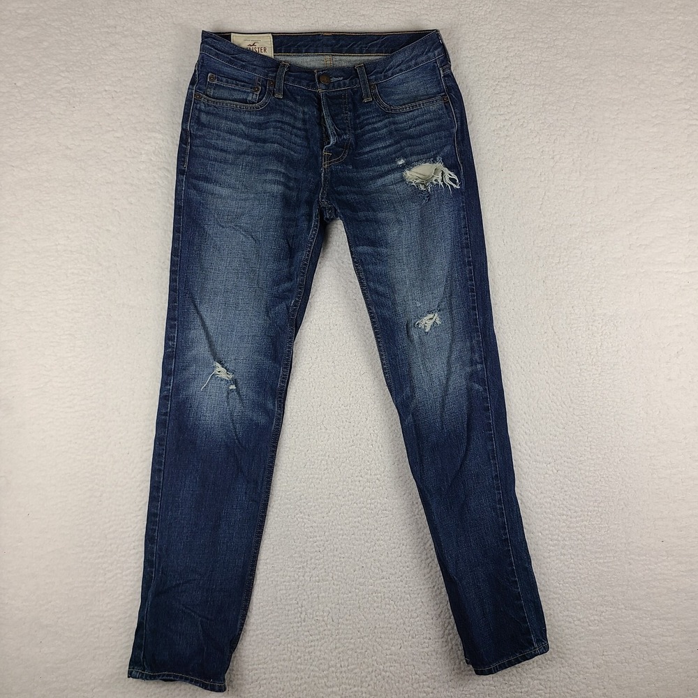 Hollister Jeans Mens 32x32 Blue Classic‎ Taper Button Fly 100% Cotton Dark Wash